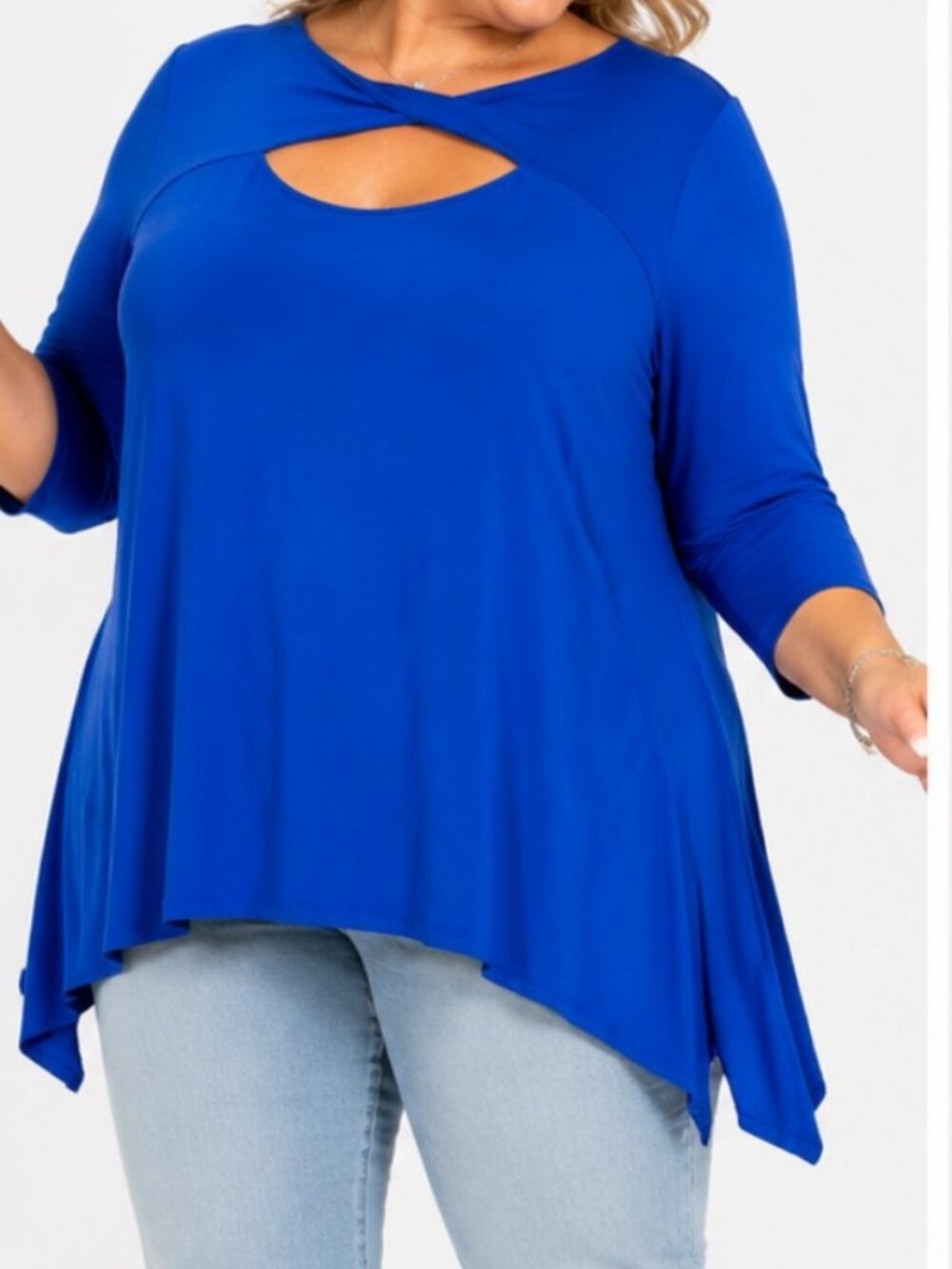 AnyWear by Catherines Royal Blue Twist Back Tunic Top 3X NWT Plus Size